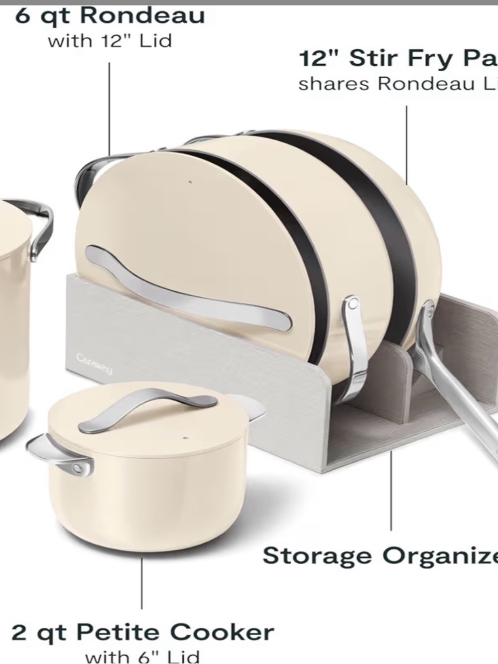 Caraway Pot/Pan & Lid Organizer - NEW, gray fabric - Picture 6 of 6